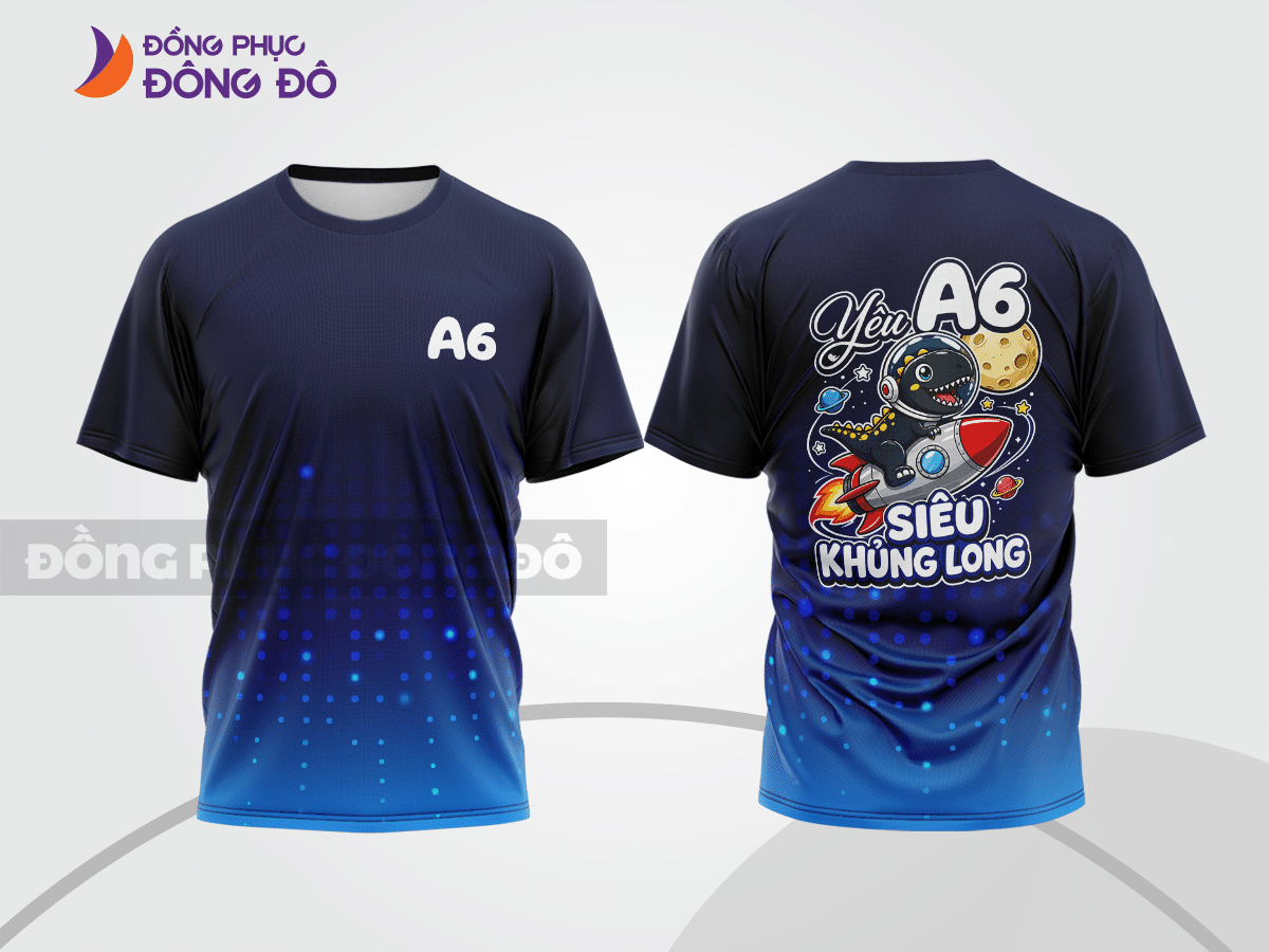 Mẫu T-shirt lớp trẻ trung màu xanh navy phối đen hình in graphic cá tính lptd41
