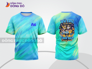 Mẫu áo đồng phục học sinh màu xanh ngọc phối xanh cyan phối màu loang 3D lptd51