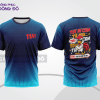 Mẫu áo đồng phục lớp cá tính màu xanh navy phối xanh dương thiết kế đồ họa trẻ trung lptd54