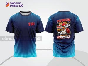 Mẫu áo đồng phục lớp cá tính màu xanh navy phối xanh dương thiết kế đồ họa trẻ trung lptd54