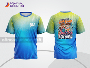 Mẫu T-shirt đồng phục lớp 3D màu xanh cyan phối xanh dương hiệu ứng màu sắc bắt mắt lptd57