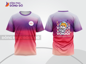 Mẫu đồng phục lớp T-shirt 3D màu be phối đỏ họa tiết chữ typography nổi bật lptd6