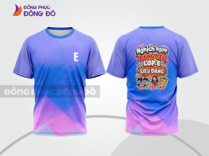 Mẫu đồng phục lớp T-shirt 3D màu xám phối xanh dương hình in graphic cá tính lptd60
