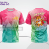 Mẫu áo lớp oversize 3D màu xanh ngọc phối be thiết kế đồ họa trẻ trung lptd61
