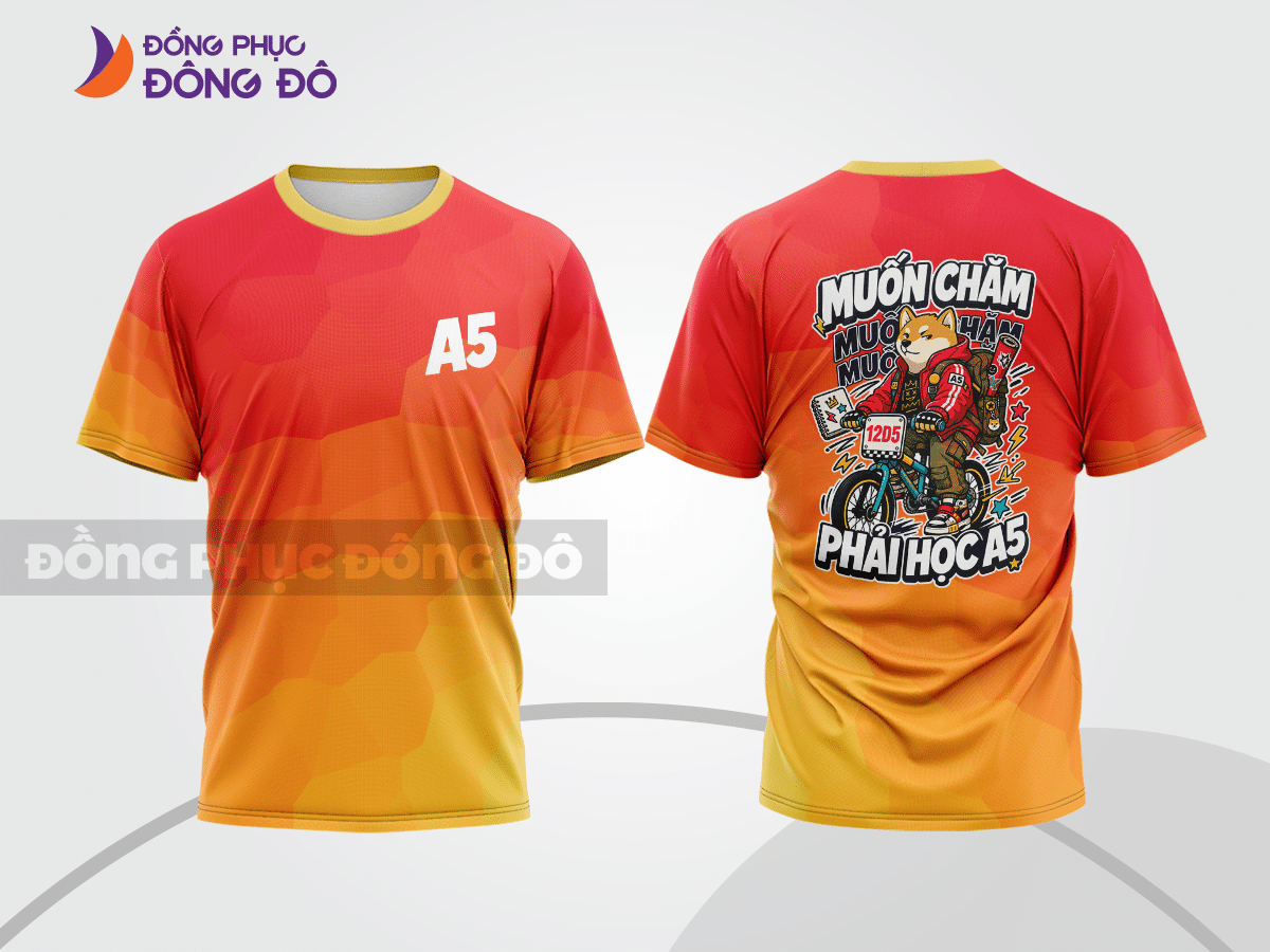 Mẫu áo thun đồng phục lớp màu cam phối đỏ phong cách đường phố cá tính lptd62
