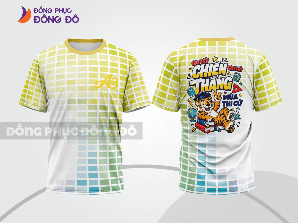 Mẫu T-shirt lớp trẻ trung màu trắng phối be hình in mặt sau sáng tạo lptd63