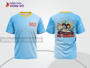 Mẫu đồng phục lớp T-shirt 3D màu xanh ngọc phối trắng thiết kế chuyển màu gradient lptd65
