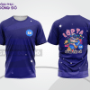 Mẫu áo lớp oversize 3D màu xanh navy phối tím thiết kế đồ họa trẻ trung lptd7