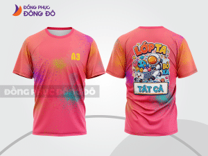 Mẫu T-shirt đồng phục lớp 3D màu hồng phối đỏ họa tiết chữ typography nổi bật lptd79