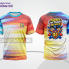Mẫu T-shirt đồng phục lớp 3D màu hồng phối vàng kem phối màu loang 3D lptd84