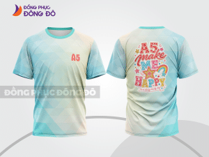 Mẫu đồng phục lớp T-shirt 3D màu xanh ngọc phối trắng thiết kế đồ họa trẻ trung lptd87