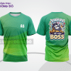 Mẫu đồng phục lớp T-shirt 3D màu xanh ngọc phối xanh lá họa tiết nghệ thuật độc đáo lptd92