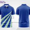 Mẫu áo polo nhóm công ty màu xanh navy phối xanh dương sọc cách điệu nổi bật ctpb7502