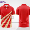 Mẫu áo polo đồng phục thương hiệu màu đỏ phối vàng kem họa tiết mảng màu thể thao ctpb7509