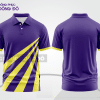 Mẫu áo polo nhân viên văn phòng màu xanh navy phối tím thiết kế bất đối xứng ctpb7511