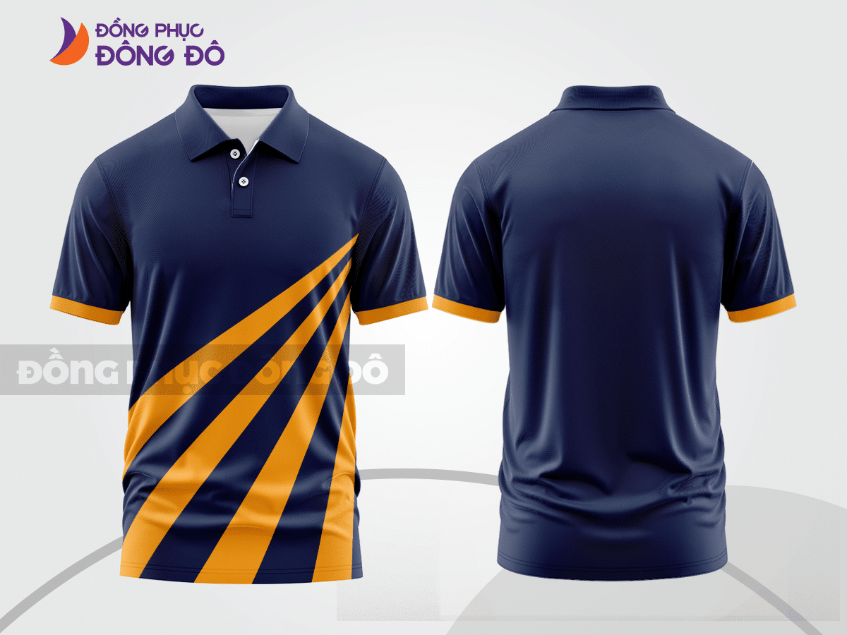 Mẫu đồng phục polo doanh nghiệp màu đen phối xanh navy thiết kế phối màu sáng tạo ctpb7512