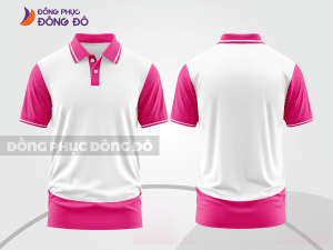 Mẫu áo polo đồng phục đội ngũ màu đỏ phối hồng sọc cách điệu nổi bật ctpb7528