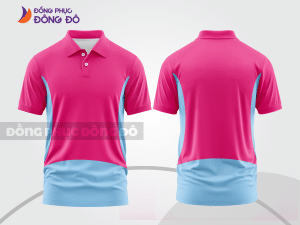 Mẫu áo polo đồng phục đội ngũ màu xanh ngọc phối đỏ họa tiết mảng chéo ctpb7567