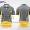 Mẫu áo polo đồng phục thương hiệu màu xám phối vàng kem sọc cách điệu nổi bật ctpb7575