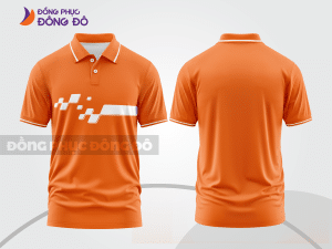 Mẫu áo polo đồng phục văn phòng màu cam phối đỏ thiết kế phối màu sáng tạo ctpb7625