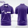 Mẫu áo polo đồng phục thương hiệu màu tím phối xanh navy họa tiết mảng màu thể thao ctpb7636