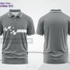 Mẫu đồng phục polo doanh nghiệp màu xám phối xanh rêu điểm nhấn hình học trẻ trung ctpb7639