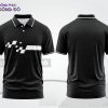 Mẫu áo polo đồng phục công ty màu đen phối xanh navy họa tiết mảng chéo ctpb7640