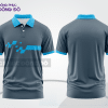 Mẫu áo polo đồng phục văn phòng màu xanh rêu phối xám họa tiết mảng chéo ctpb7647
