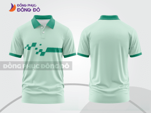 Mẫu áo polo đồng phục công ty màu be phối trắng sọc cách điệu nổi bật ctpb7662