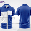 Mẫu áo thun đồng phục cổ trụ màu xanh dương phối xanh navy phối màu tương phản thanh lịch ctpb7668