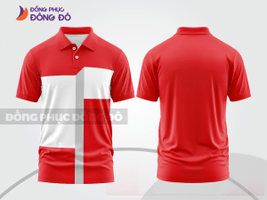 Mẫu áo polo đồng phục thương hiệu màu đỏ phối cam phối màu tương phản thanh lịch ctpb7675