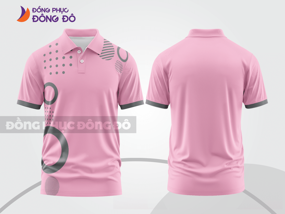 Mẫu áo polo đồng phục thương hiệu màu be phối vàng kem phối mảng tương phản ctpb7714