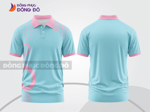 Mẫu đồng phục áo polo công sở màu xanh ngọc phối trắng mảng màu cách điệu hiện đại ctpb7731
