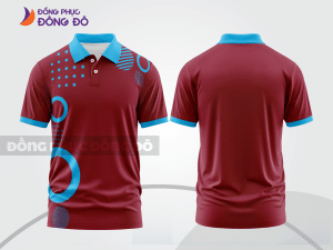 Mẫu áo polo đồng phục doanh nghiệp màu đỏ đô phối nâu sọc cách điệu nổi bật ctpb7735