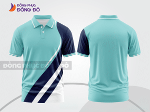 Mẫu đồng phục polo doanh nghiệp màu xanh ngọc phối đen phối mảng tương phản ctpb7761