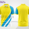 Mẫu áo polo đồng phục công ty màu vàng phối xanh cyan phối màu tương phản thanh lịch ctpb7762