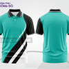 Mẫu áo polo nhân viên văn phòng màu đen phối xanh cyan điểm nhấn đường nét năng động ctpb7765