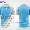 Mẫu áo polo đồng phục công ty màu xanh ngọc phối be họa tiết mảng chéo ctpb7767