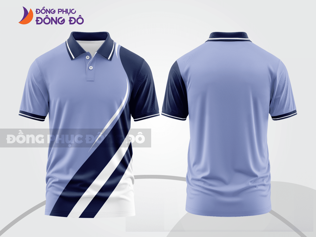Mẫu áo polo nhóm công ty màu xám phối đen sọc cách điệu nổi bật ctpb7768