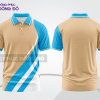 Mẫu áo polo đồng phục doanh nghiệp màu xanh cyan phối be phối mảng hình học ctpb7779