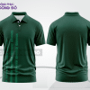 Mẫu áo polo đồng phục nhân viên màu xanh navy phối xanh rêu họa tiết mảng chéo ctpb7781