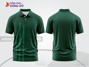 Mẫu áo polo đồng phục nhân viên màu xanh navy phối xanh rêu họa tiết mảng chéo ctpb7781