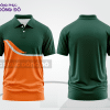 Mẫu áo polo công sở màu cam phối xanh rêu phối màu tương phản thanh lịch ctpb7788