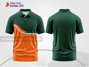 Mẫu áo polo công sở màu cam phối xanh rêu phối màu tương phản thanh lịch ctpb7788