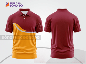 Mẫu đồng phục áo polo công sở màu đỏ đô phối cam thiết kế phối màu sáng tạo ctpb7792