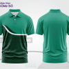 Mẫu áo polo đồng phục nhân viên màu đen phối xanh lá điểm nhấn đường nét năng động ctpb7798