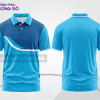 Mẫu áo polo nhân viên văn phòng màu xanh cyan phối xanh ngọc mảng màu cách điệu hiện đại ctpb7804