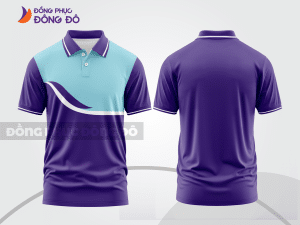 Mẫu đồng phục áo polo công sở màu tím phối be họa tiết mảng chéo ctpb7814