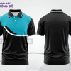 Mẫu áo polo đồng phục doanh nghiệp màu đen phối xanh cyan thiết kế phối màu sáng tạo ctpb7818