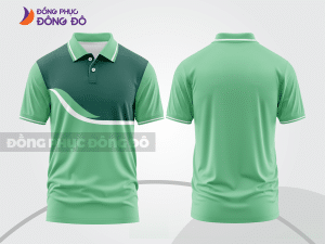 Mẫu áo polo đồng phục nhân viên màu xanh ngọc phối xanh rêu phối mảng tương phản ctpb7820